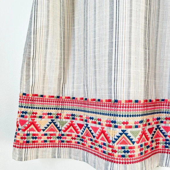 NWT Savanna Jane Gray Striped Embroidered V-neck Seeveless Dress Size Small - Picture 9 of 12